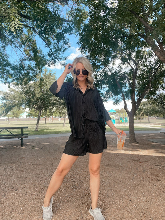 Black Satin Lounge Set