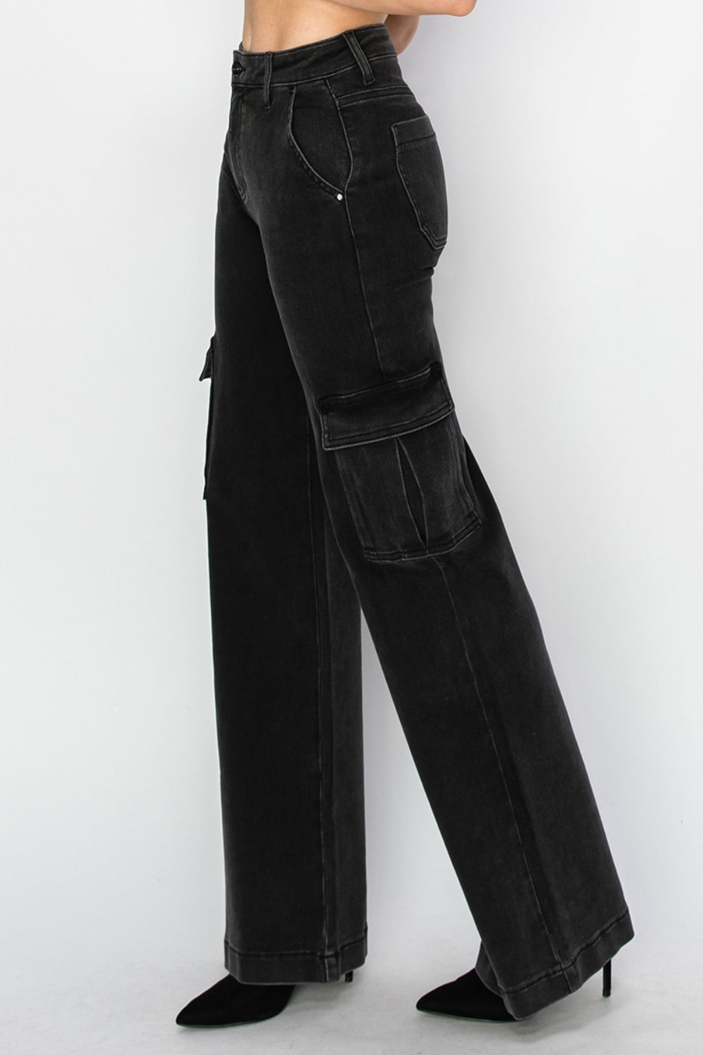 Running Late High Rise Wide Leg Cargo Jeans