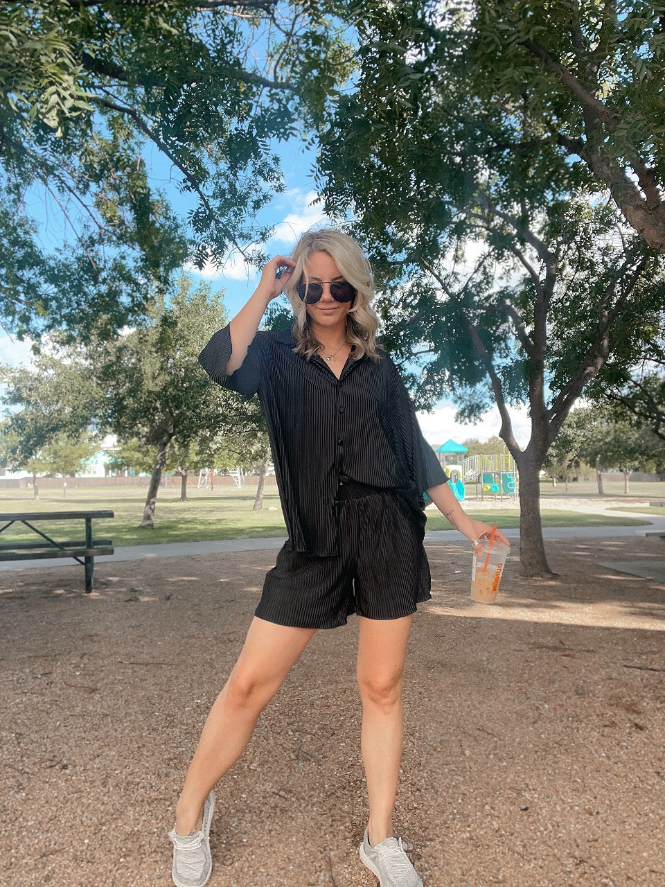 Black Satin Lounge Set