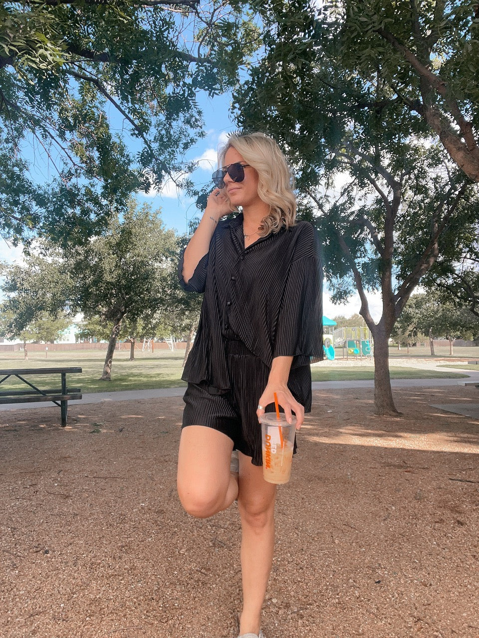 Black Satin Lounge Set