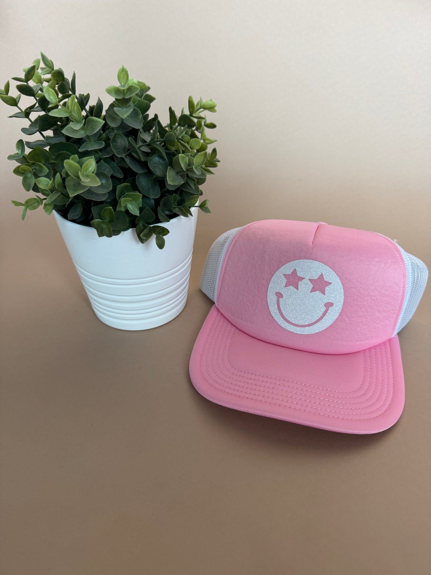 Pink Smiley Trucker Hat