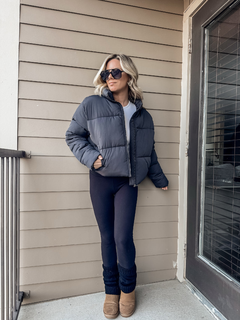 Quilted Back Drawstring Puffer Jacket