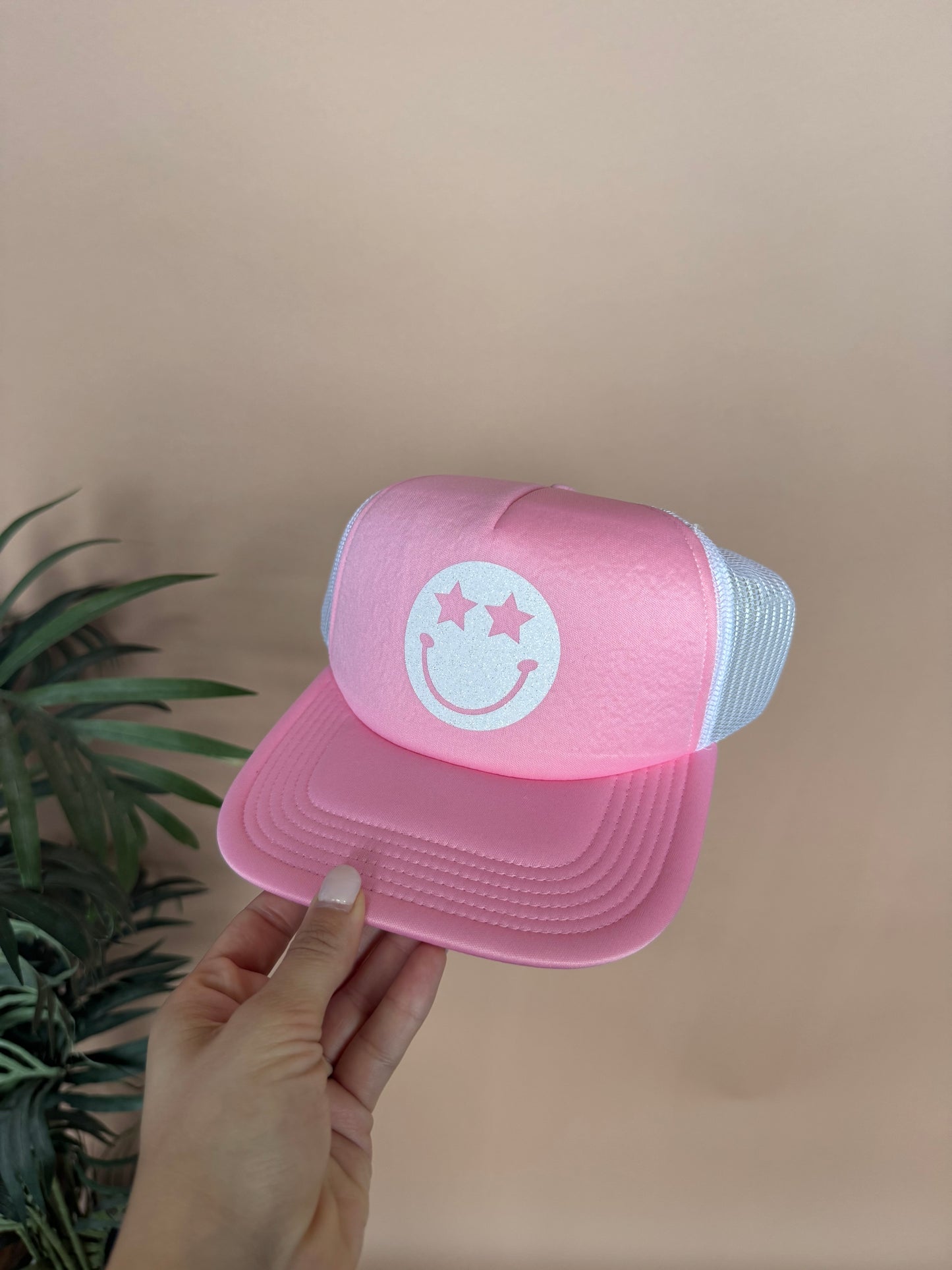 Pink Smiley Trucker Hat